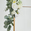 Set of 2 White Silk Rose Wedding Arch Flowers with Eucalyptus Leaves, Artificial Floral Swag Arrangement Party Decorations - 20",30"