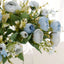 4 Pack 12" Artificial Dusty Blue Ranunculus Silk Flower Bridal Bouquets, Faux Buttercup Floral Arrangement