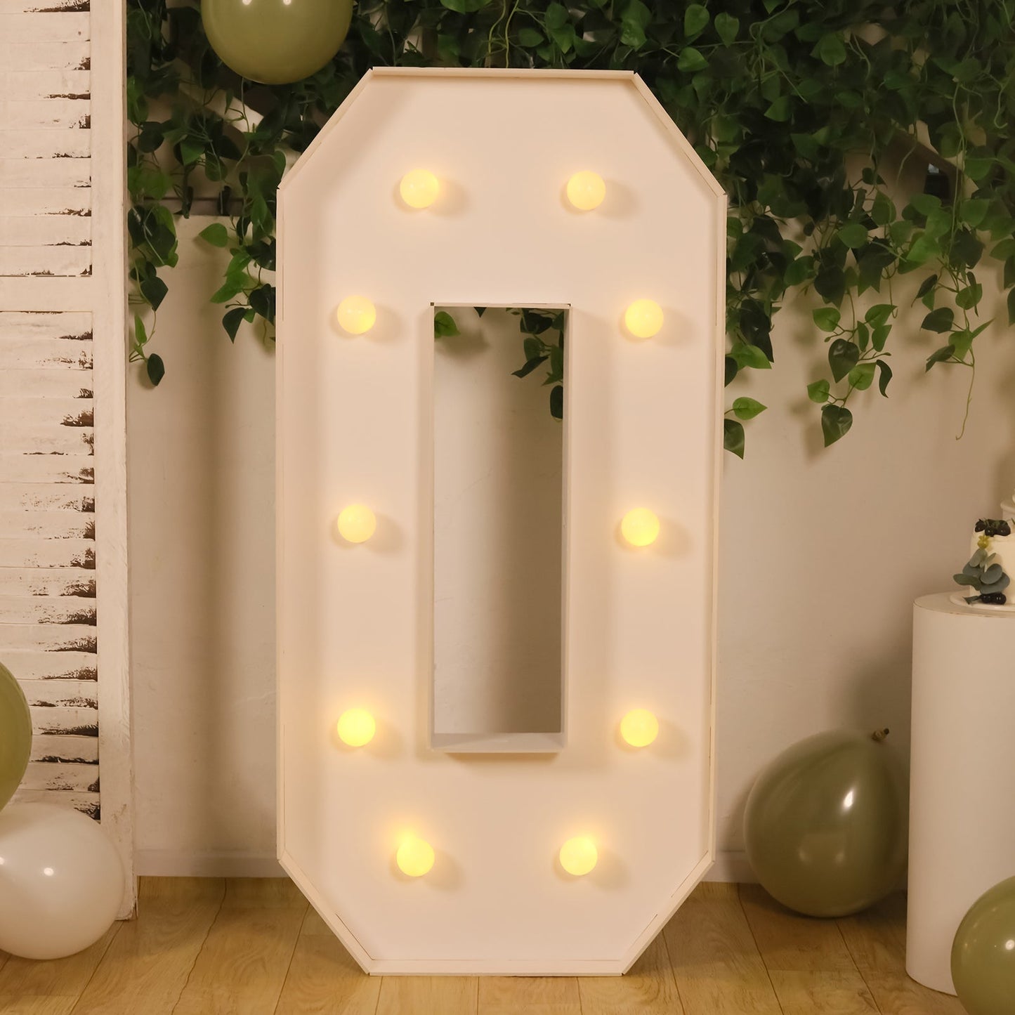 Giant LED Marquee Light Up Number "0", White 4ft Pre-Cut Foam Board with 10 Warm White Battery Operated LEDs, Glue Gun and Sticks