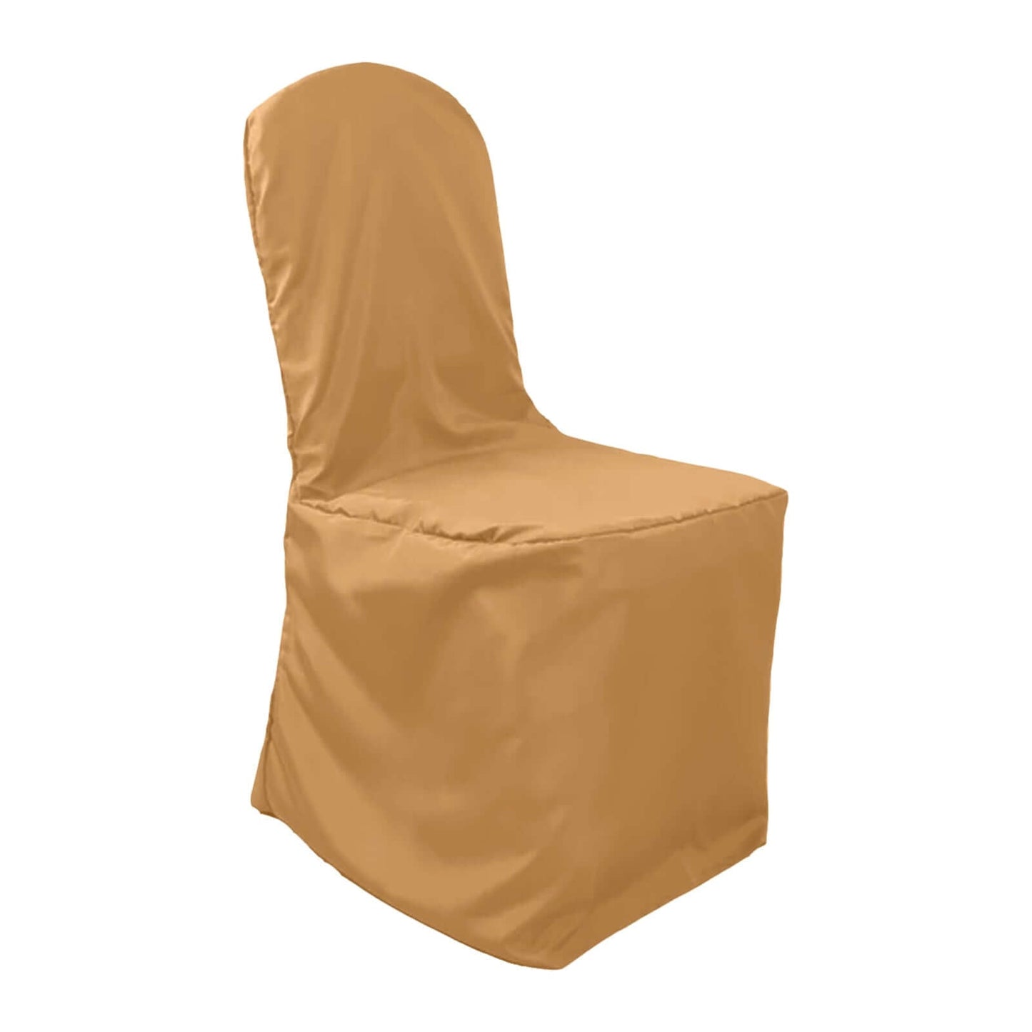Polyester Slip On Banquet Chair Covers Gold - Stain-Resistant Reusable Durable Fabric