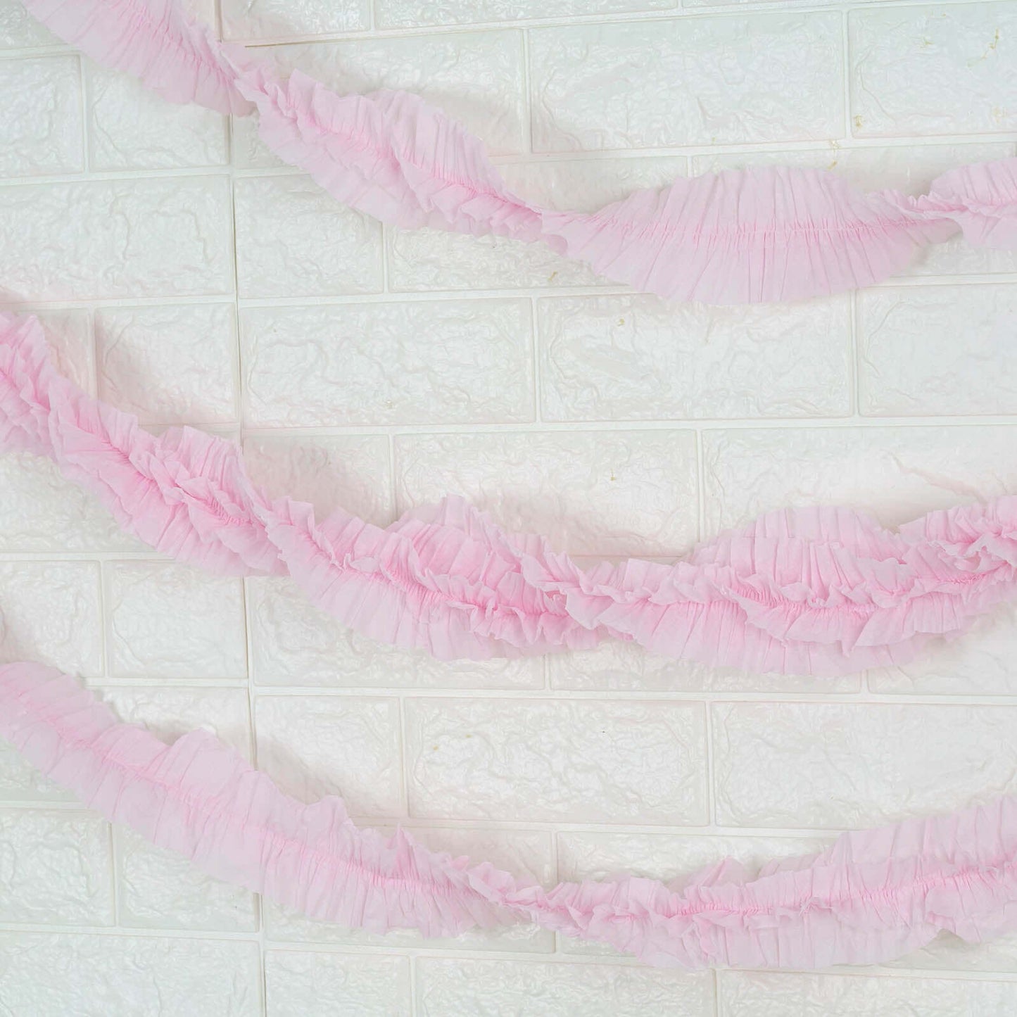 3 Pack 28ft Blush Ruffled Paper Streamer Rolls, Crepe Tissue Party Decorations