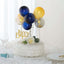 11 Pcs Balloon Cake Topper Clear, Gold and Navy Blue - Whimsical Clustered Mini Garland Cake Inserts DIY Party Decorations