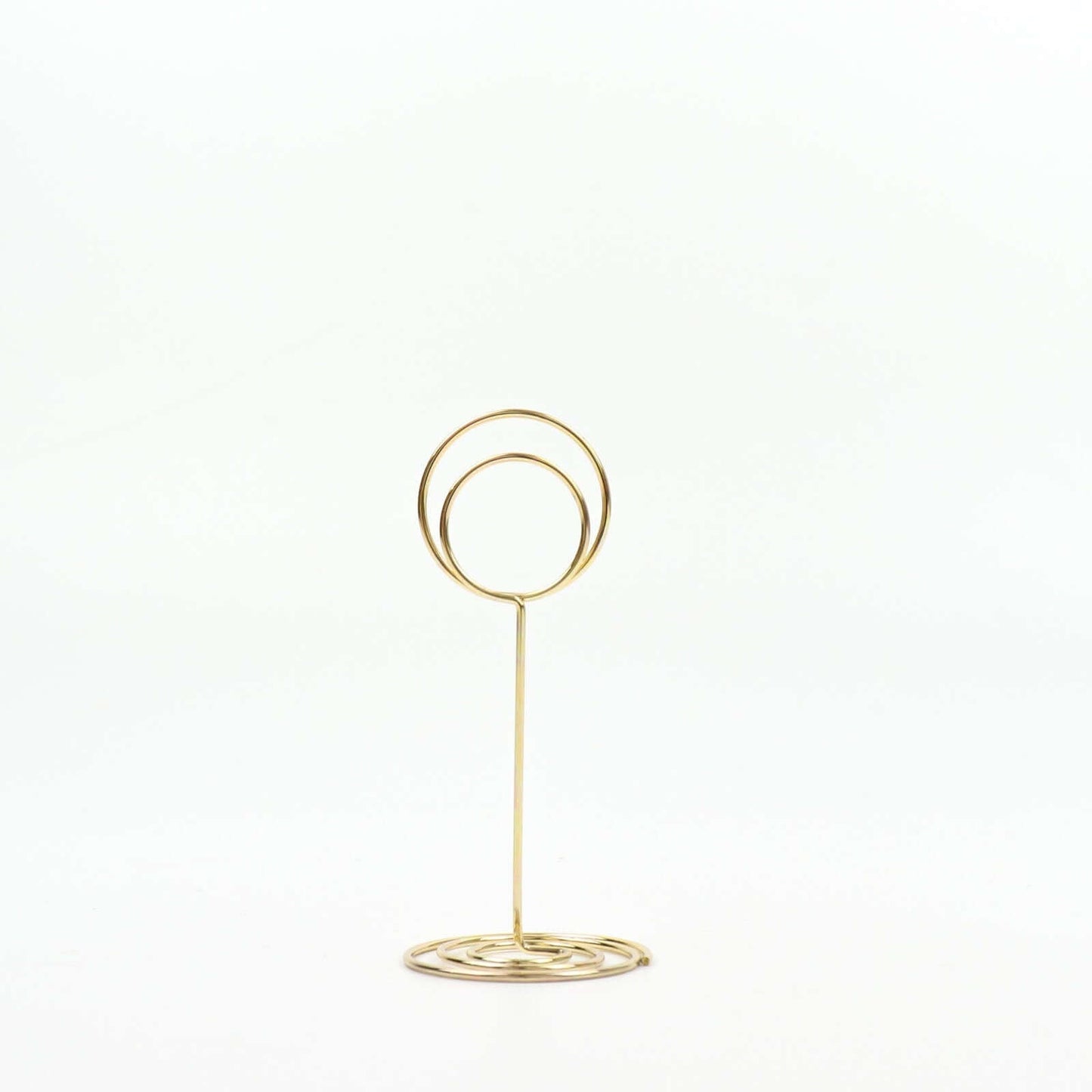 10-Pack Metal Card Holder Stands Mini Circle Hoop Design Gold - Table Number Stands and Wedding Place Card Menu Clips 3.5"