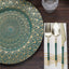 6-Pack Plastic Round Charger Plates 13" in Teal with Gold Embossed Peacock Pattern, Stylish Disposable Charger Tableware