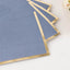 50-Pack Paper Beverage Napkins with Gold Foil Edge Dusty Blue - Disposable 2 Ply Cocktail Napkins for Events 6.5"x6.5"