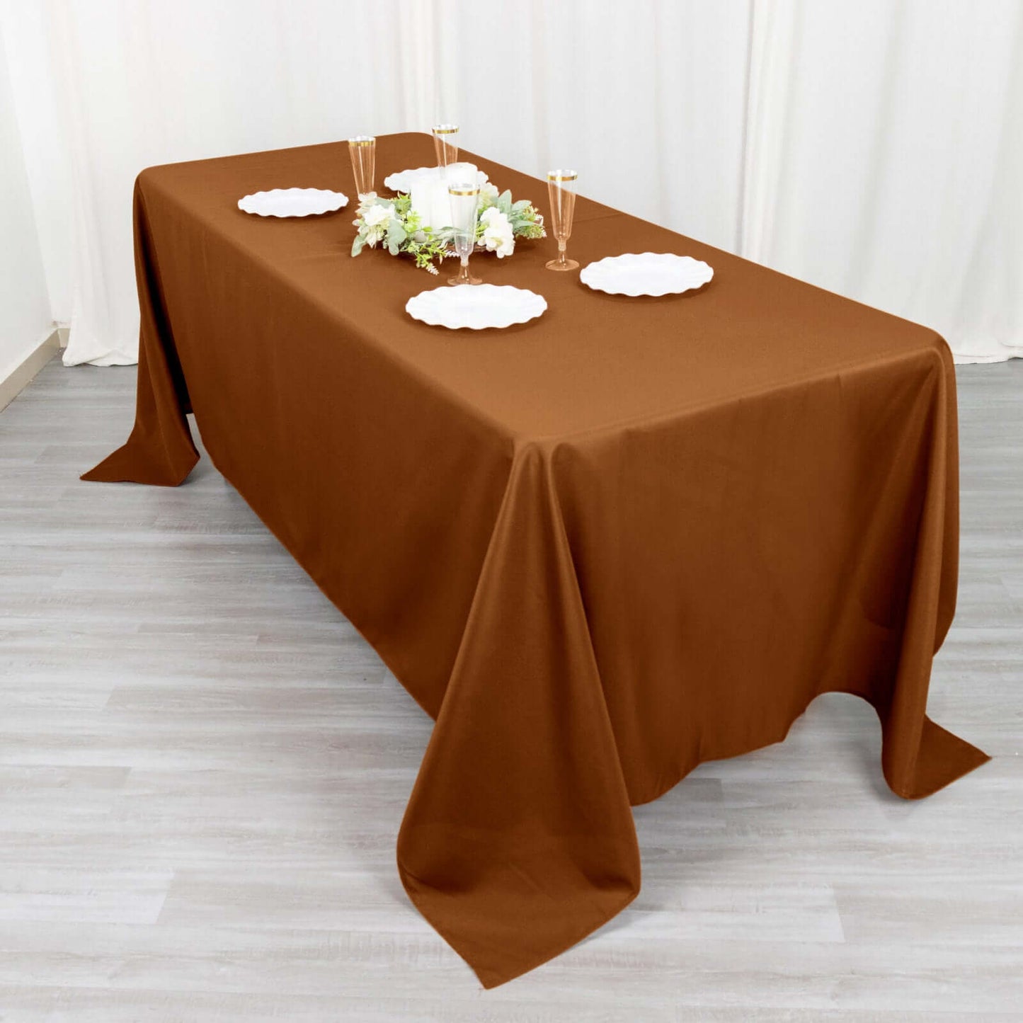 Polyester 72"x120" Rectangle Tablecloth Cinnamon Brown - Durable and Stylish Table Cover