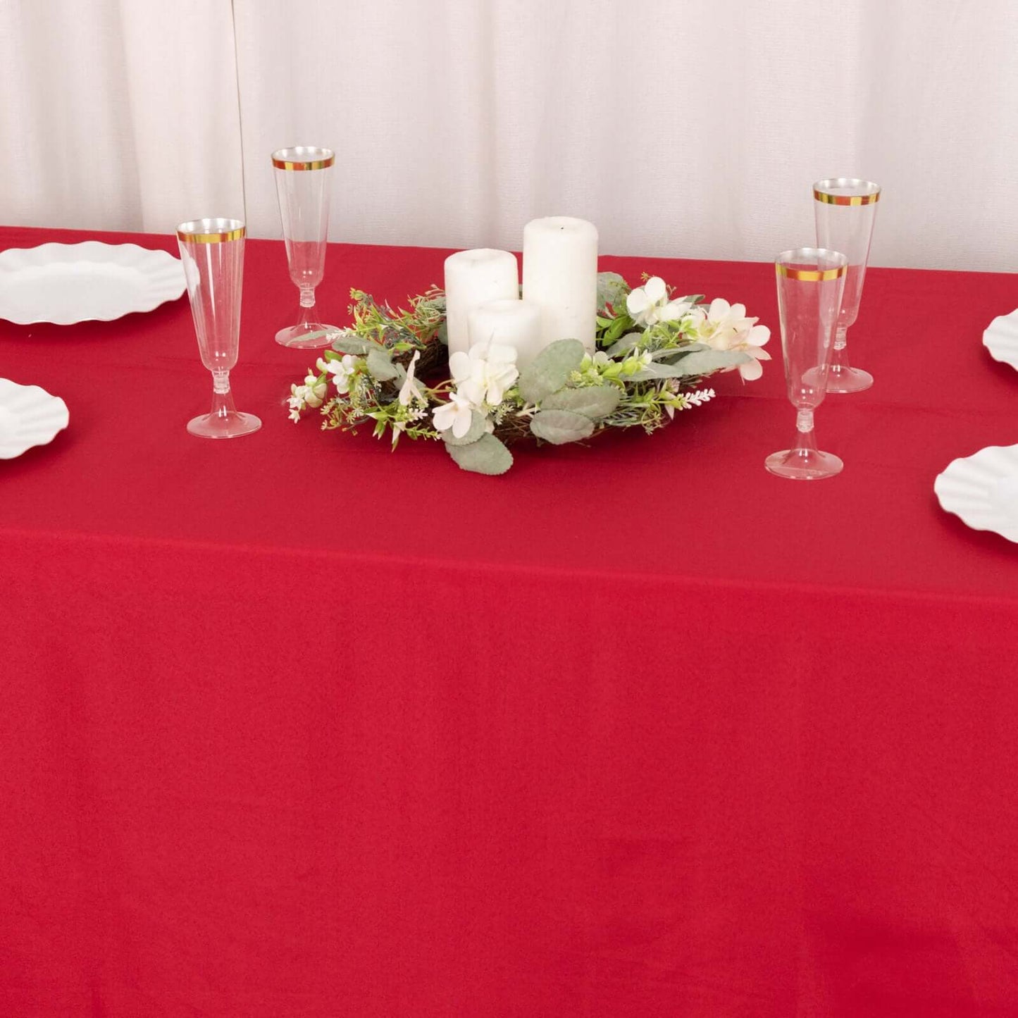 Polyester 90"x132" Rectangle Tablecloth Wine - Seamless Wrinkle-Resistant Table Cover