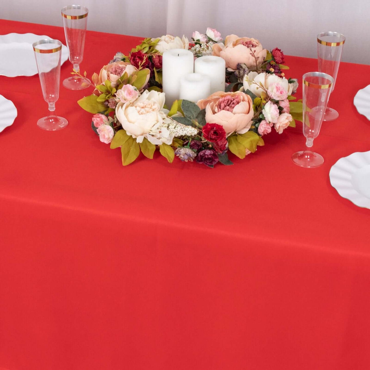 Premium Polyester 60"x102" Rectangle Tablecloth Red - Durable 220GSM Wrinkle-Resistant Table Cover