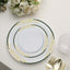 10-Pack Plastic 10" Round Dinner Plates in White with Hunter Emerald Green Rim for Events