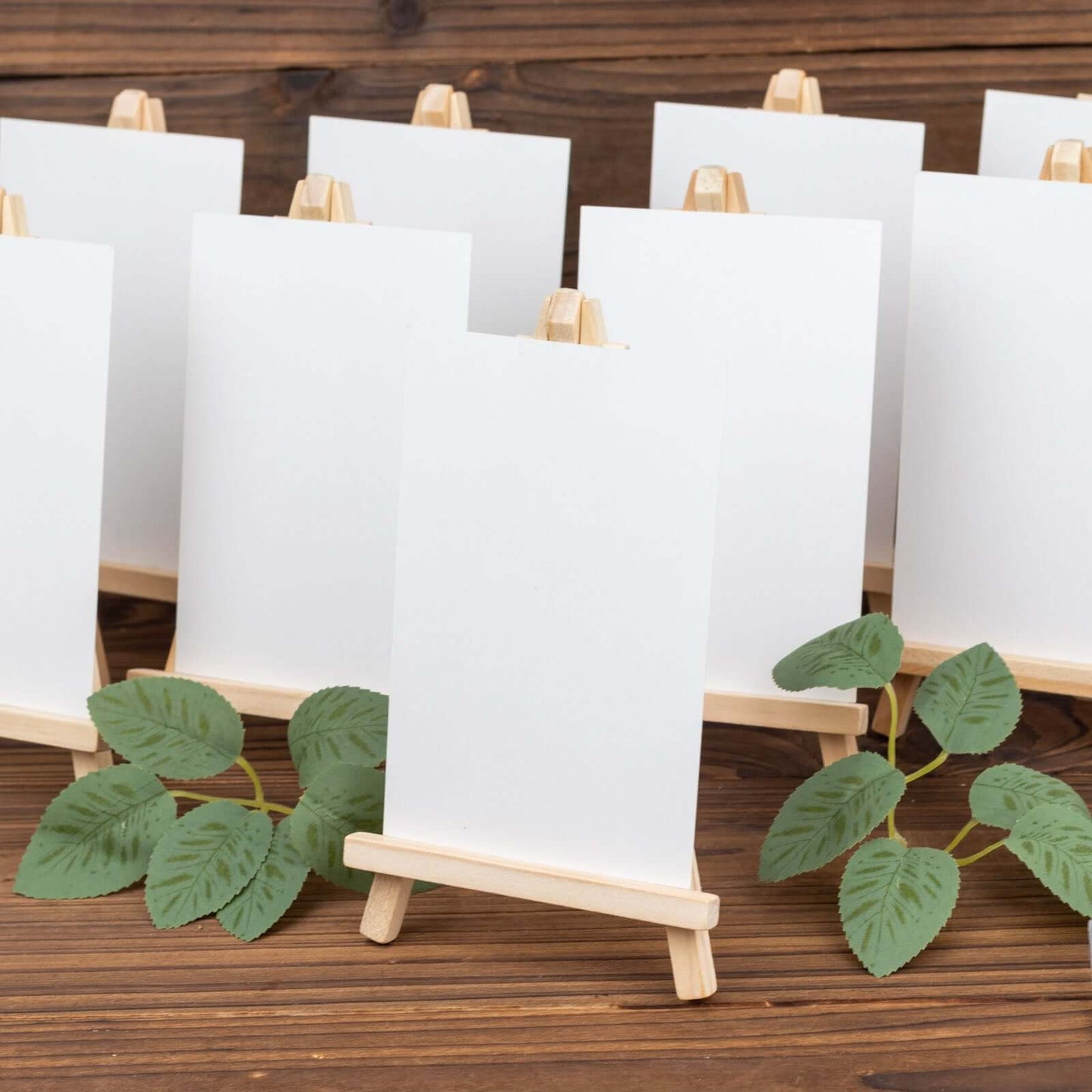 10-Pack Wooden Display Easel Stands DIY Small Design Natural - Rustic Place Card Table Number Holders 7"