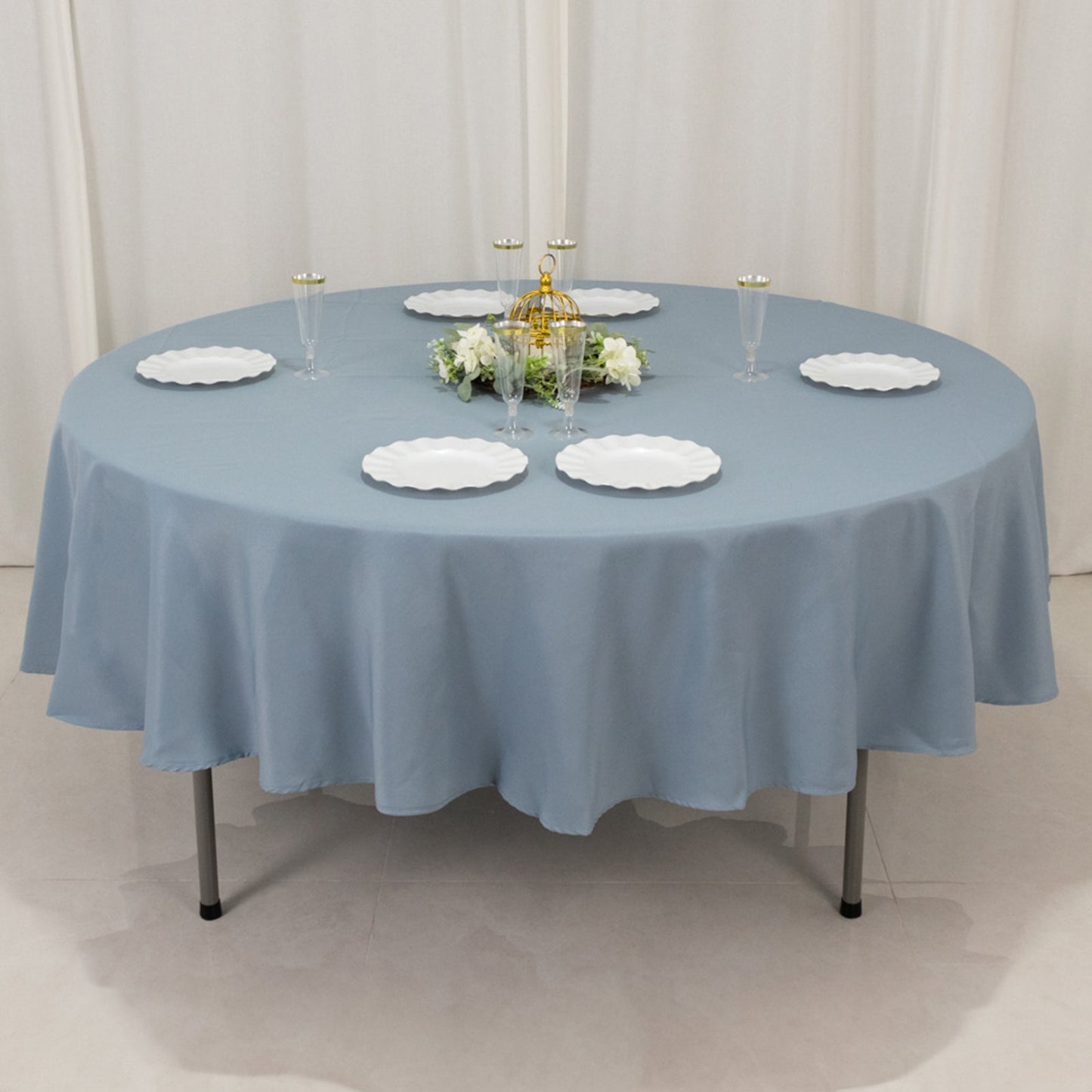 Premium Polyester 90" Round Tablecloth Dusty Blue - Stain and Wrinkle-Resistant Design with 220GSM Thickness Table Cover