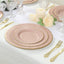 25-Pack Paper 8" Round Dessert Plates in Dusty Rose Sunray Design with Gold Rim - Disposable Heavy Duty 350GSM Appetizer Salad Plates