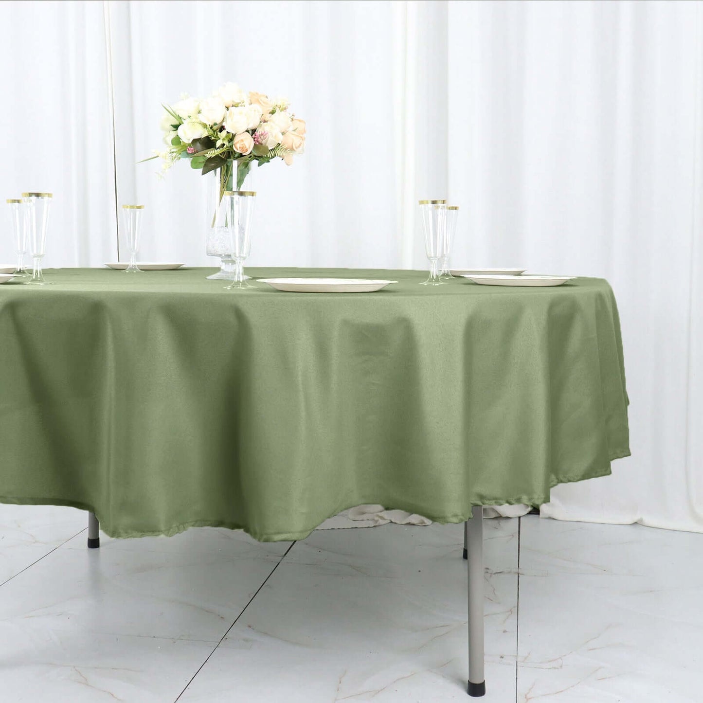 Polyester 90" Round Tablecloth Dusty Sage Green - Stain & Wrinkle-Resistant Table Cover