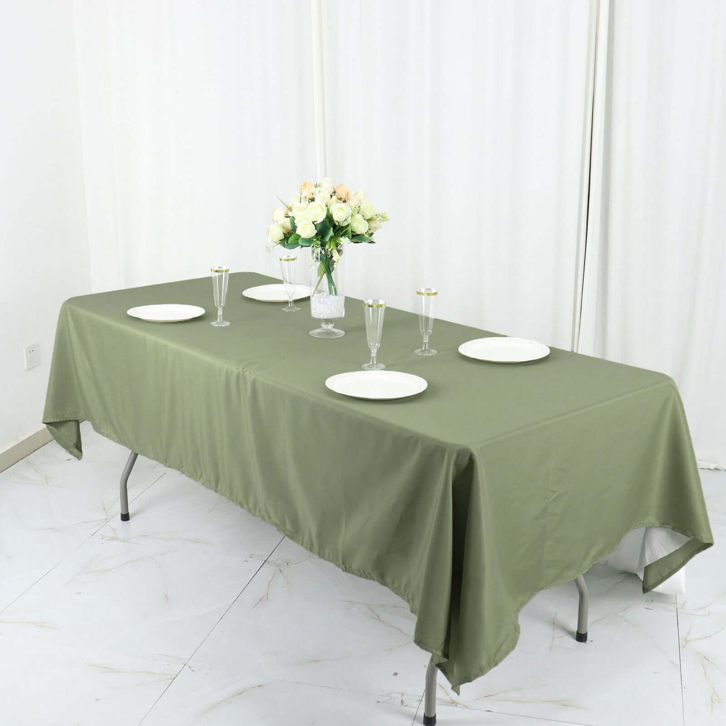 Polyester 60"x126" Rectangle Tablecloth Dusty Sage Green - Wrinkle-Resistant Table Cover