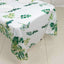5-Pack Plastic Table Covers White/Green Rectangle with Eucalyptus Leaves Print - Decorative PVC Disposable Tablecloths 54"x108"