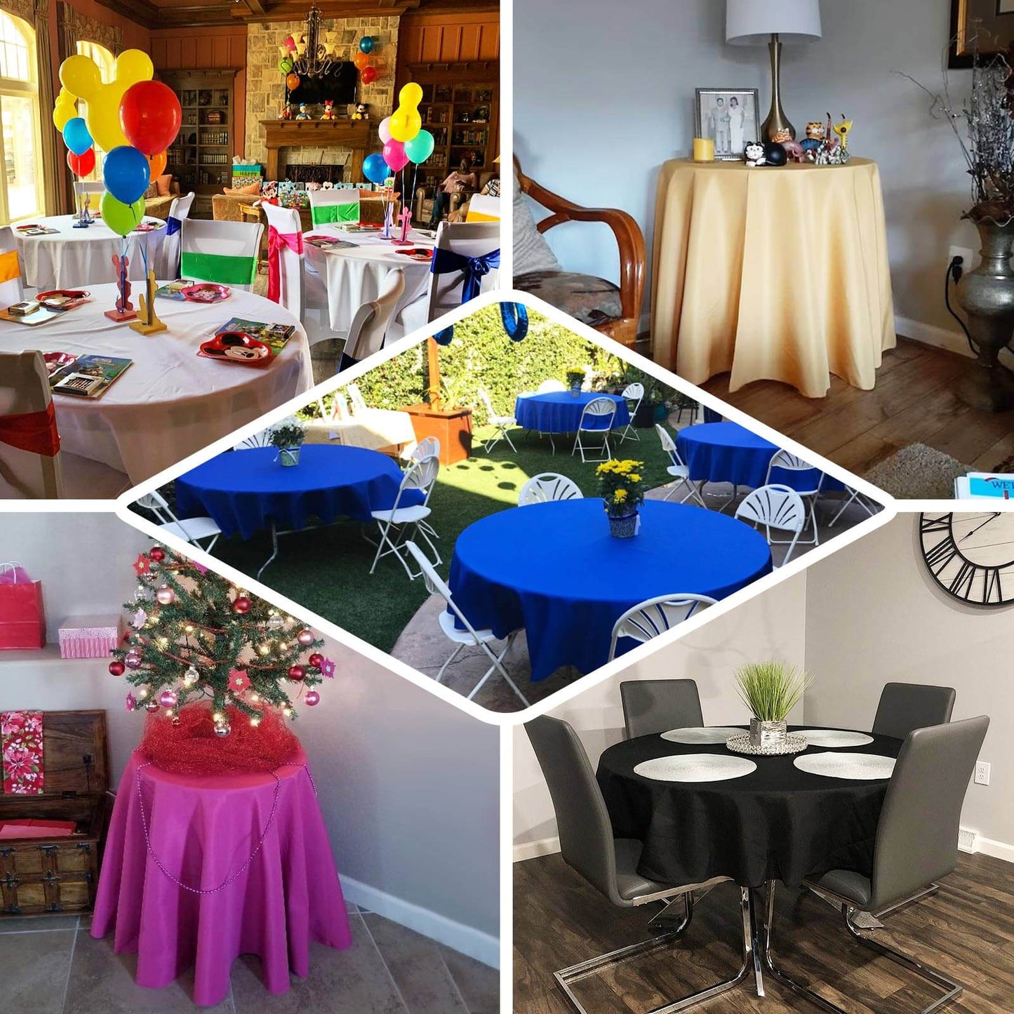 Polyester 70" Round Tablecloth Champagne - Durable & Wrinkle-Resistant Table Cover