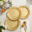 10-Pack Plastic 7.5" Round Appetizer Plates Gold Embossed Scalloped Edge - Chic Disposable Salad Plates for Special Occasions & Banquets
