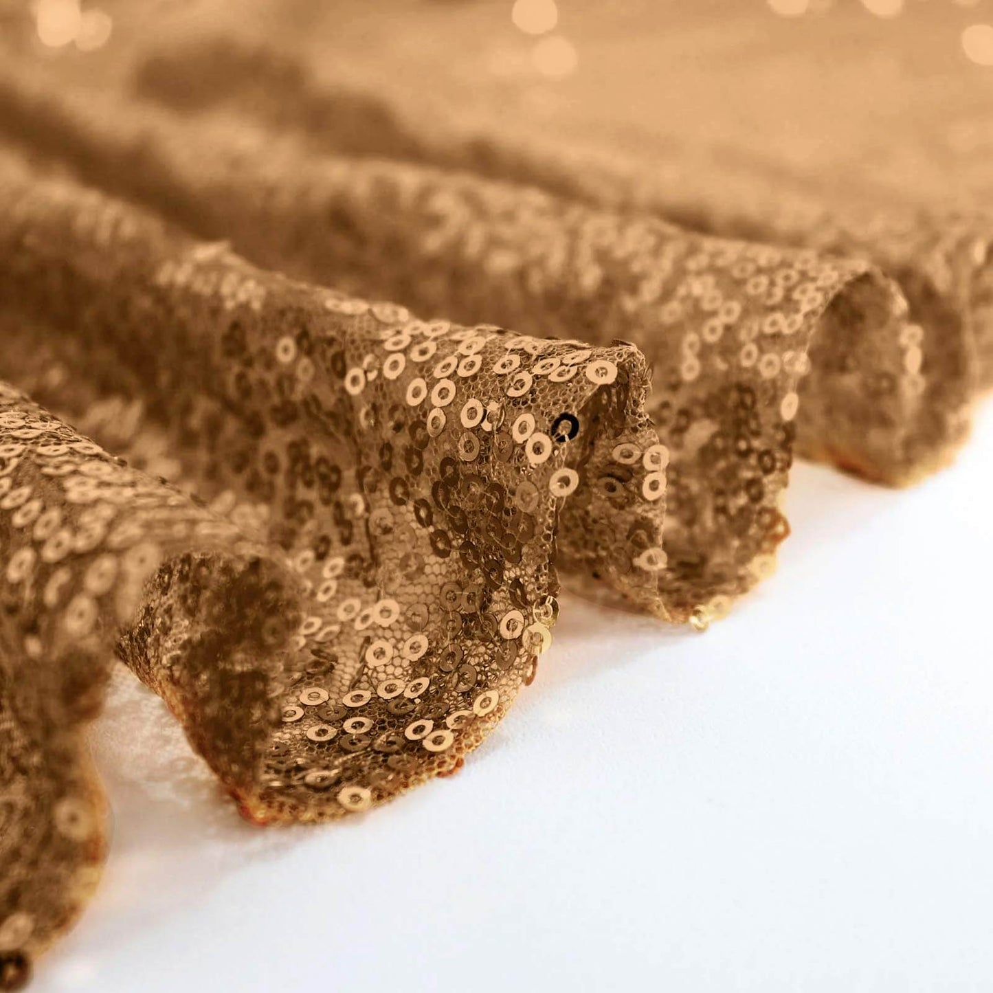 Sequin 120" Round Tablecloth Gold - Seamless Glittering Design for Sophisticated Events