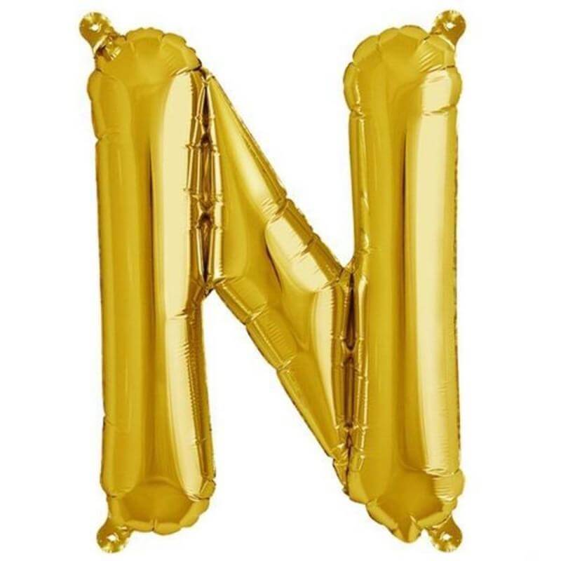 13" Matte Gold Letter and Number Balloons, Mylar Foil Balloons