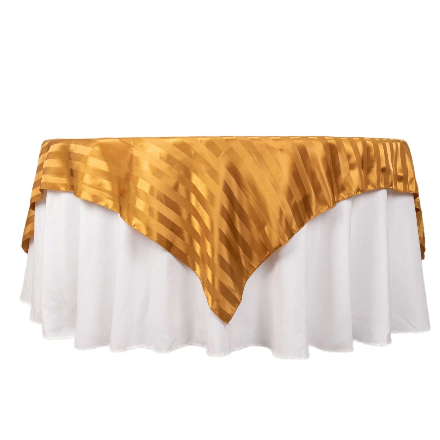 Satin 72"x72" Table Overlay Square Tablecloth Gold - Stripe Table Topper