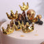 9-Pack Sequin Crown and Tutu Cupcake Cake Toppers Gold - Shimmering Princess Inspired Cake Inserts DIY Party Decoration Supplies