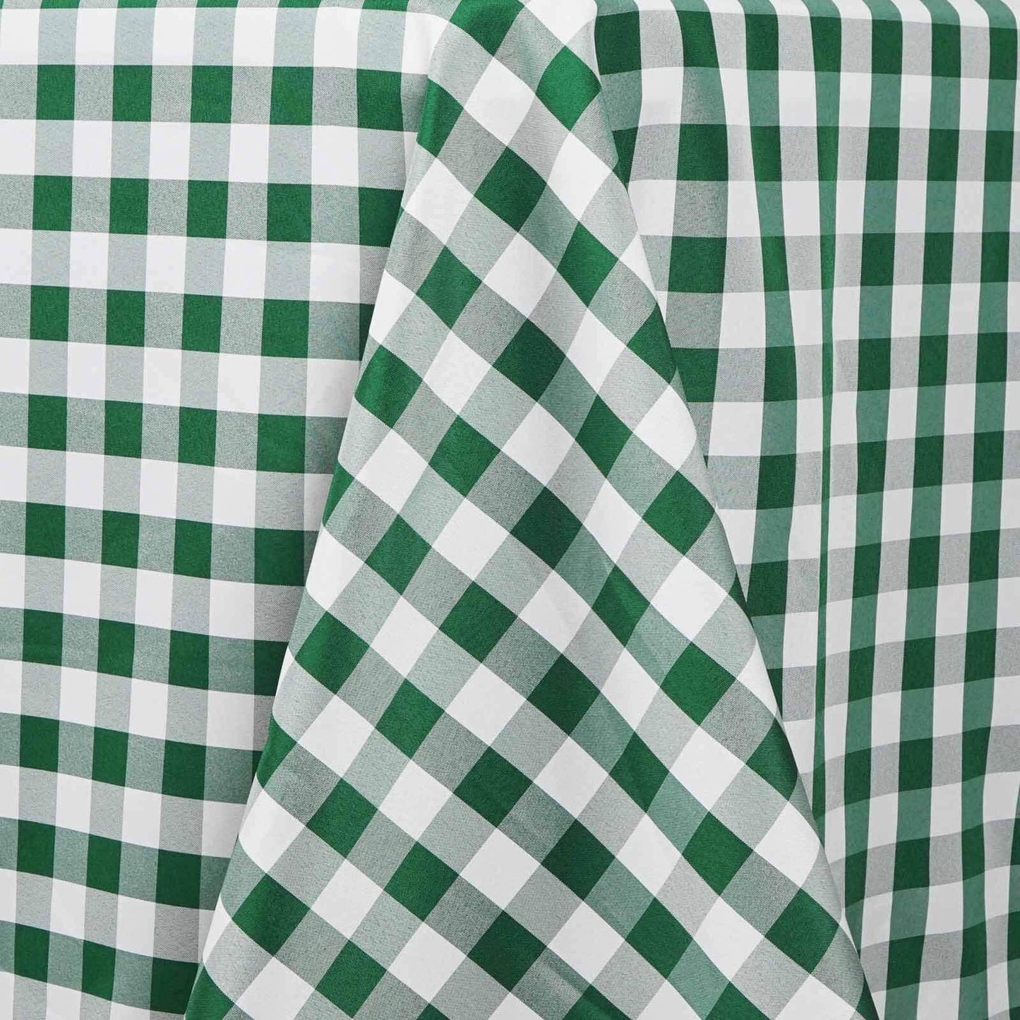 Polyester 90"x132" Rectangle Tablecloth White/Green - Seamless Checkered Buffalo Plaid Table Cover