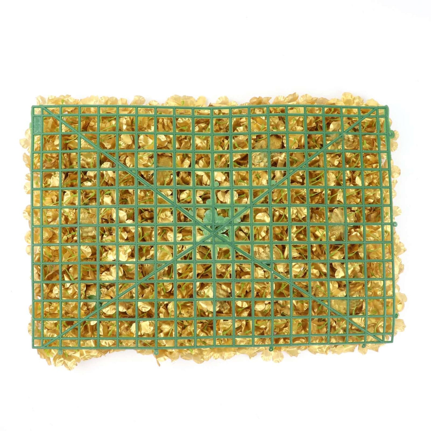 11 Sq ft. Gold UV Protected Hydrangea Flower Wall Mat Backdrop - 4 Artificial Panels