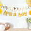 3ft Gold Glittered It's a Boy Paper Hanging Gender Reveal Garland Banner, Baby Shower Banner
