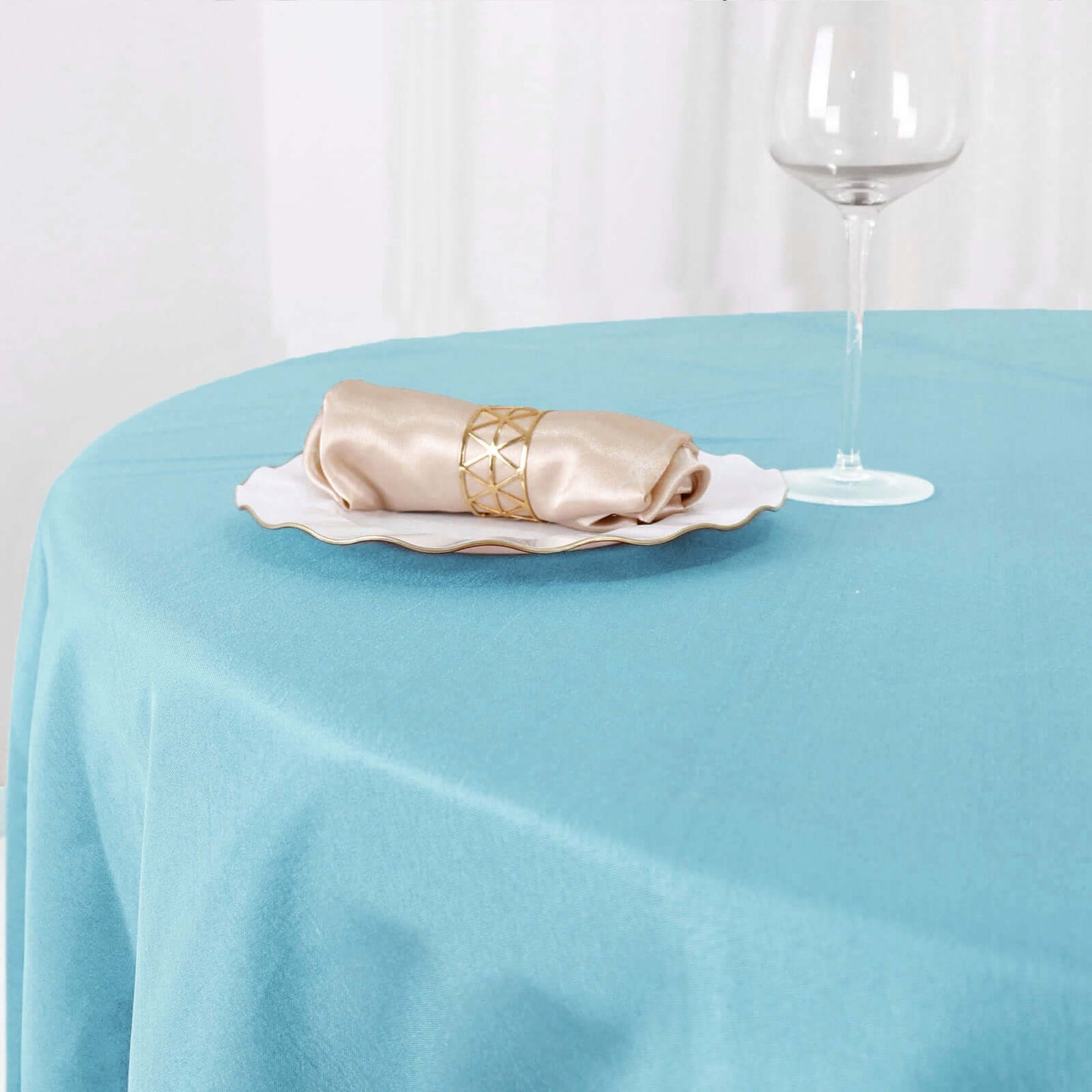 Polyester 90" Round Tablecloth Light Blue - Stain & Wrinkle-Resistant Table Cover