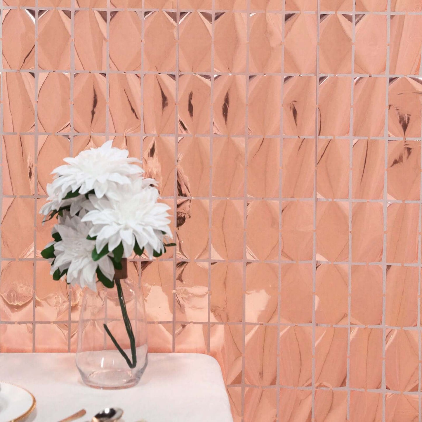 Shiny Rose Gold Metallic Foil Rectangle Curtain Party Backdrop Door Window Curtain - 3ftx6.5ft