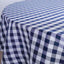 Polyester 108" Round Tablecloth White/Navy Blue - Checkered Buffalo Plaid Table Cover