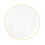 10-Pack Plastic 7.5" Round Salad Dessert Plates in Clear with Gold Flair Rim - Disposable Party Plates for Upscale Banquets & Special Occasions
