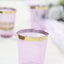 25-Pack Plastic Tumbler Cups Transparent Purple with Gold Rim - Stylish Disposable Party Glasses 10oz