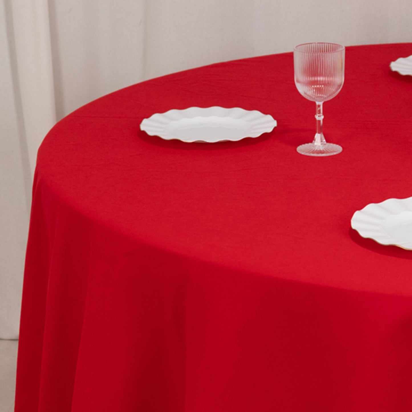 Cotton Blend 120" Round Tablecloth Red - Seamless Wrinkle-Resistant Table Cover