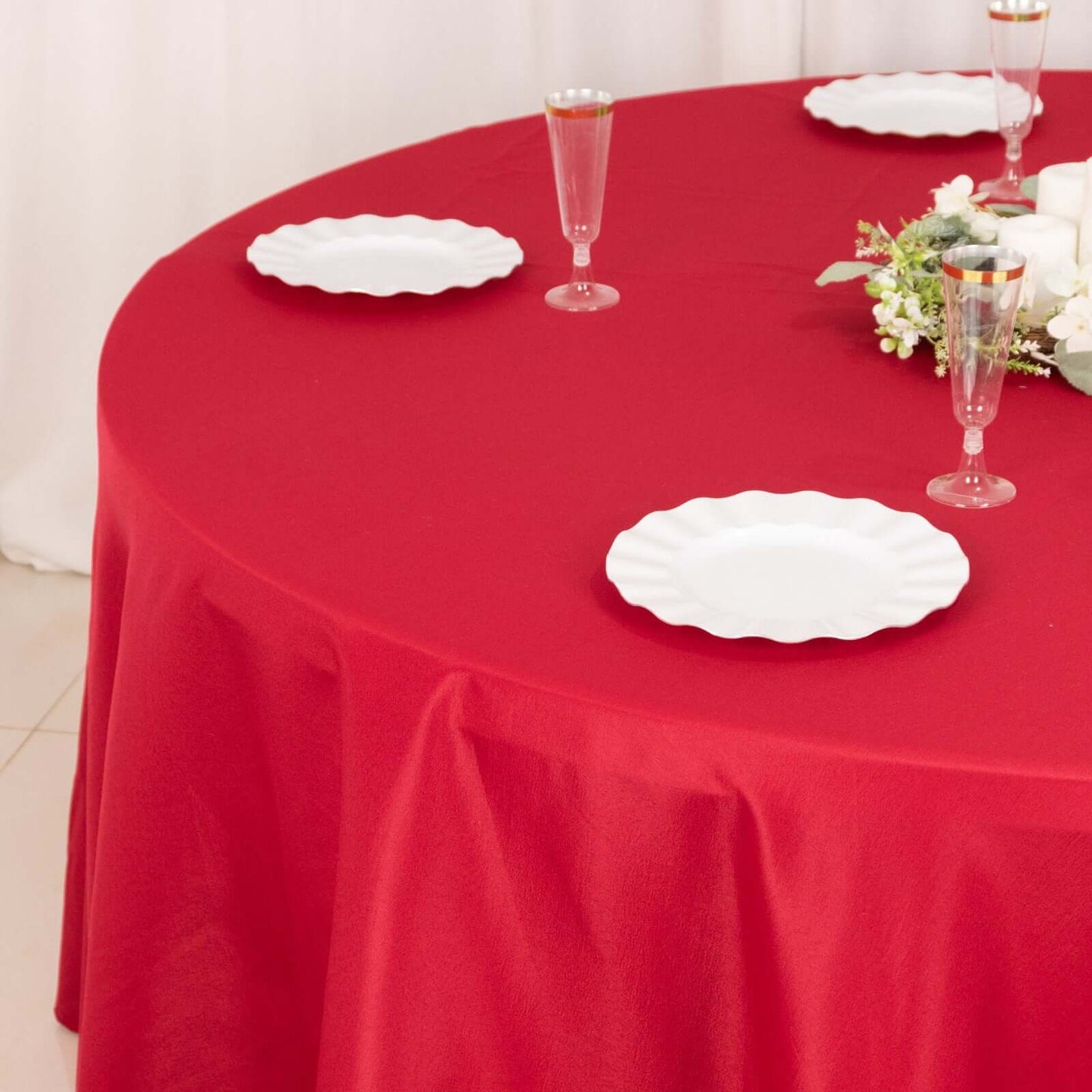 Polyester 120" Round Tablecloth Wine - Seamless Wrinkle-Resistant Table Cover