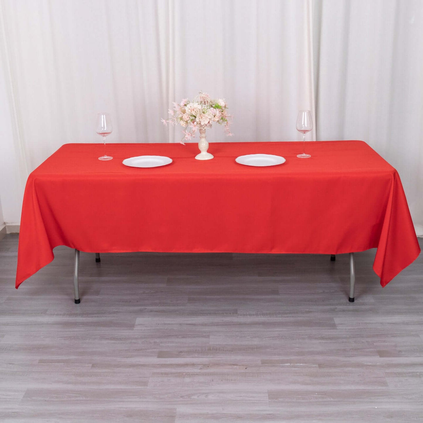 Premium Polyester 60"x102" Rectangle Tablecloth Red - Durable 220GSM Wrinkle-Resistant Table Cover
