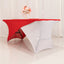 Stretch Spandex 72"x30" Rectangle Table Cover Red/White Cross Over Design - Versatile & Sleek Two-Piece Fitted Tablecloth with Elastic Foot Pockets