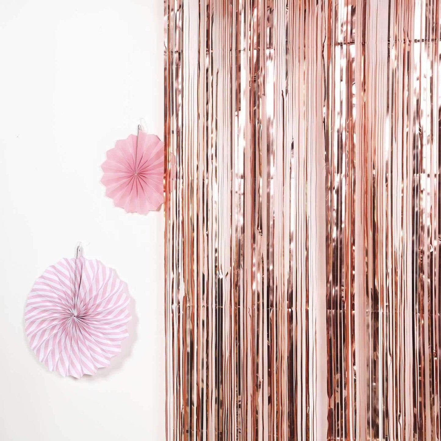 8ft Rose Gold Metallic Tinsel Foil Fringe Doorway Curtain Party Backdrop