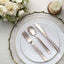 24-Pack Plastic Silverware Set with Hammered Design Rose Gold - Heavy Duty Disposable Utensils 7"