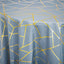 Polyester 120" Round Tablecloth Dusty Blue with Gold Foil Geometric Pattern Wrinkle-Resistant Seamless Table Cover