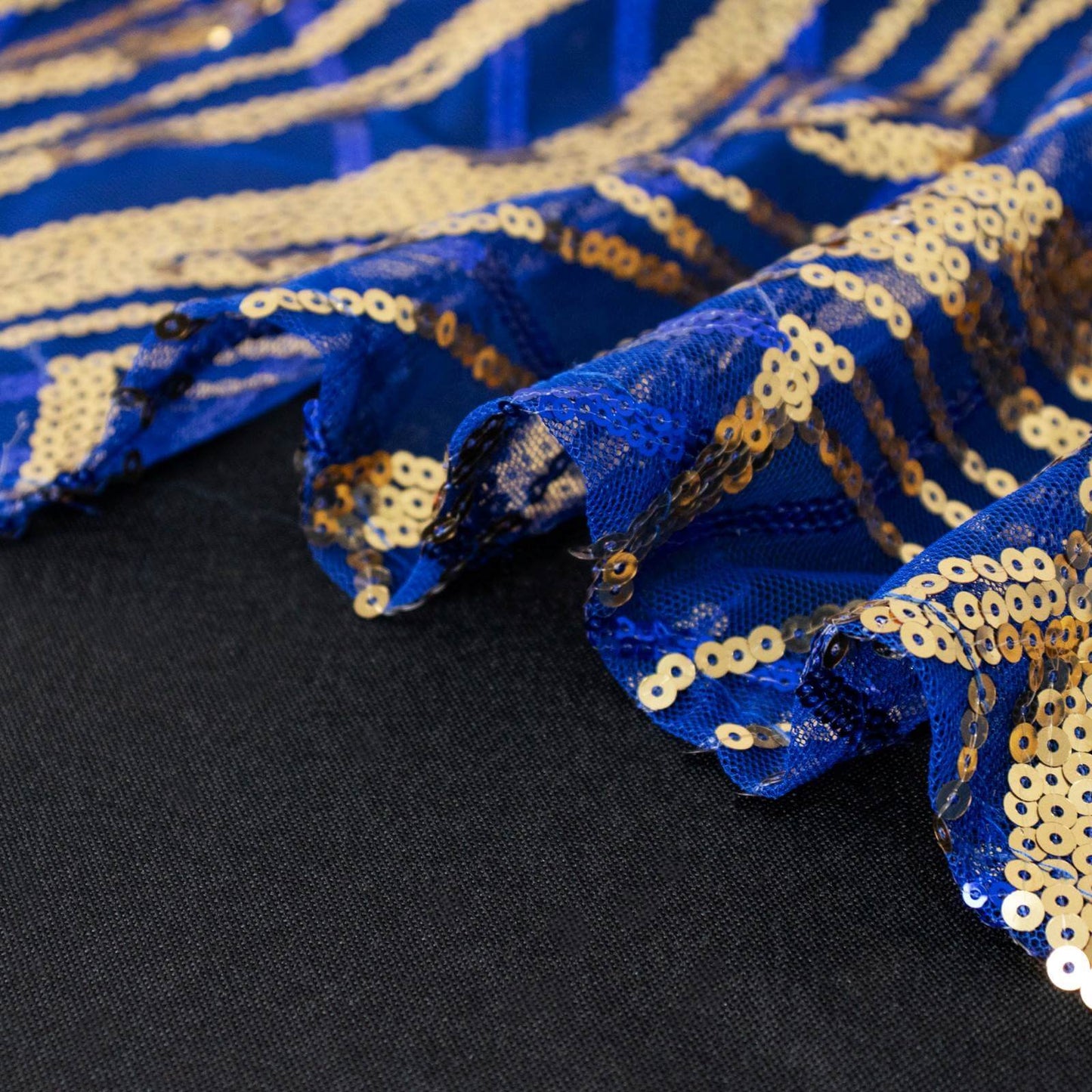 Mesh 72"x72" Table Overlay Square Tablecloth Royal Blue - Wave Embroidered Sequins Table Topper