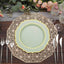 10-Pack Plastic 10" Round Dinner Plates in Sage Green with Gold Scalloped Rim - Disposable Party Plates