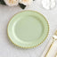 10-Pack Sage Green Plastic Dessert Plates â€“ 8" Round with Gold Beaded Rim, Disposable for Parties & Events