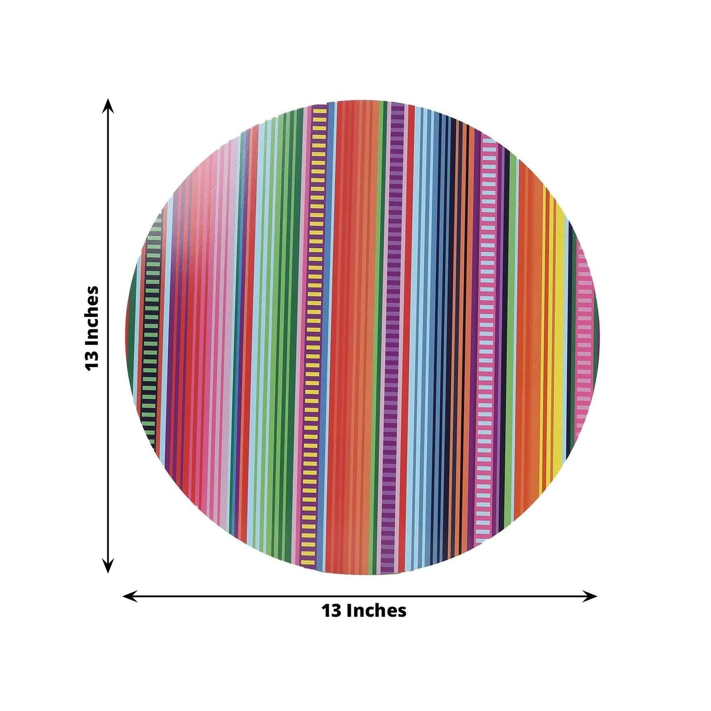 10-Pack Disposable Table Placemats with Multicolor Mexican Serape Fiesta Striped Print - 300GSM Festive Paper Placemats for Cinco de Mayo & Mexican-Themed Events 13"