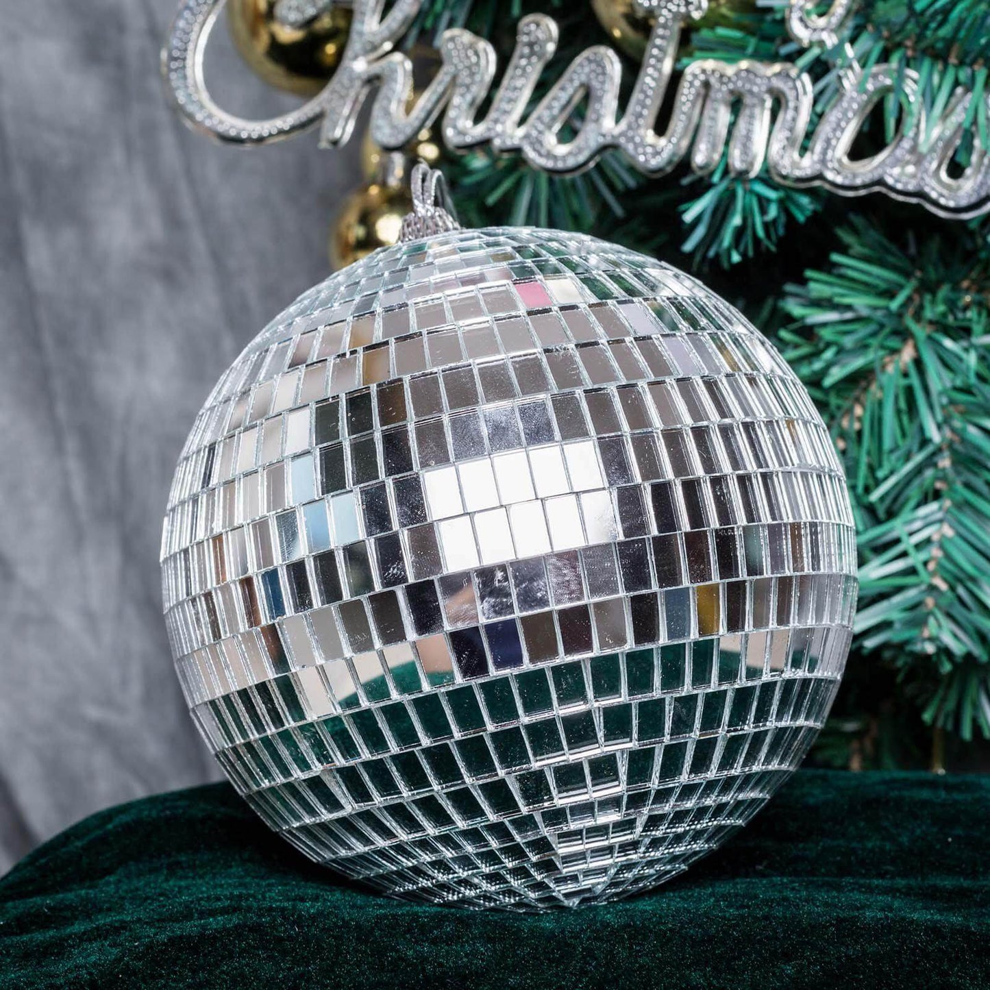 4 Pack 6" Silver Foam Disco Mirror Ball With Hanging Strings, Holiday Christmas Ornaments