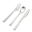 24-Pack Plastic Silverware Set with Hammered Design Silver - Heavy Duty Disposable Utensils 7"