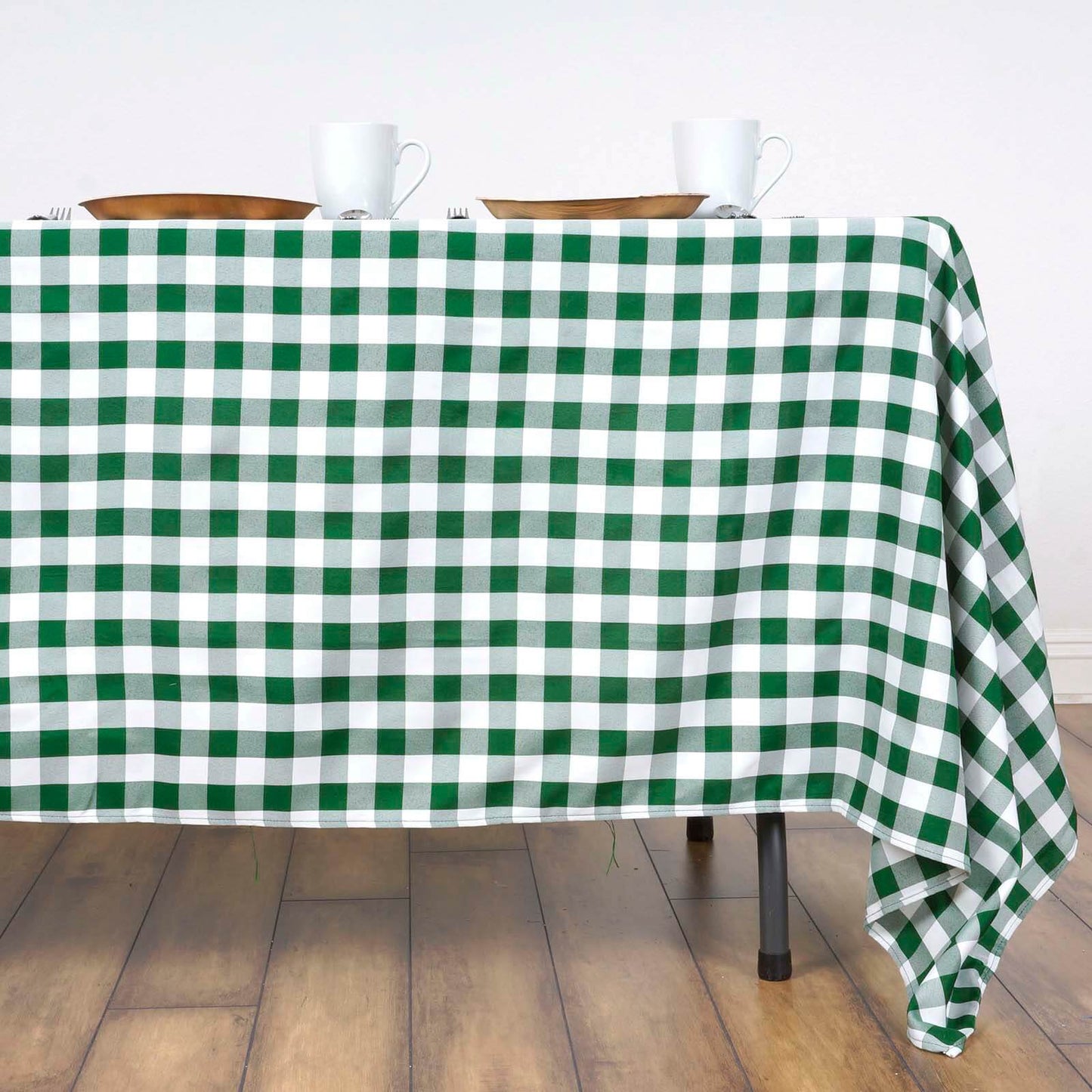 Polyester 60"x126" Rectangle Tablecloth White/Green - Buffalo Plaid Checkered Table Cover