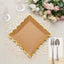25-Pack Paper 9" Square Dinner Plates in Natural Brown with Gold Scalloped Rim - Disposable Party Plates for Rustic Gatherings & Chic Events