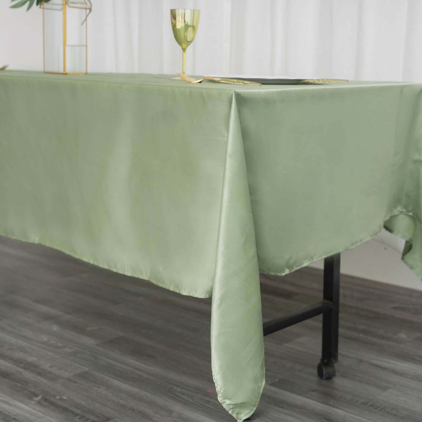 Satin Rectangular 60"x102" Tablecloth Sage Green - Smooth and Lustrous Table Cover
