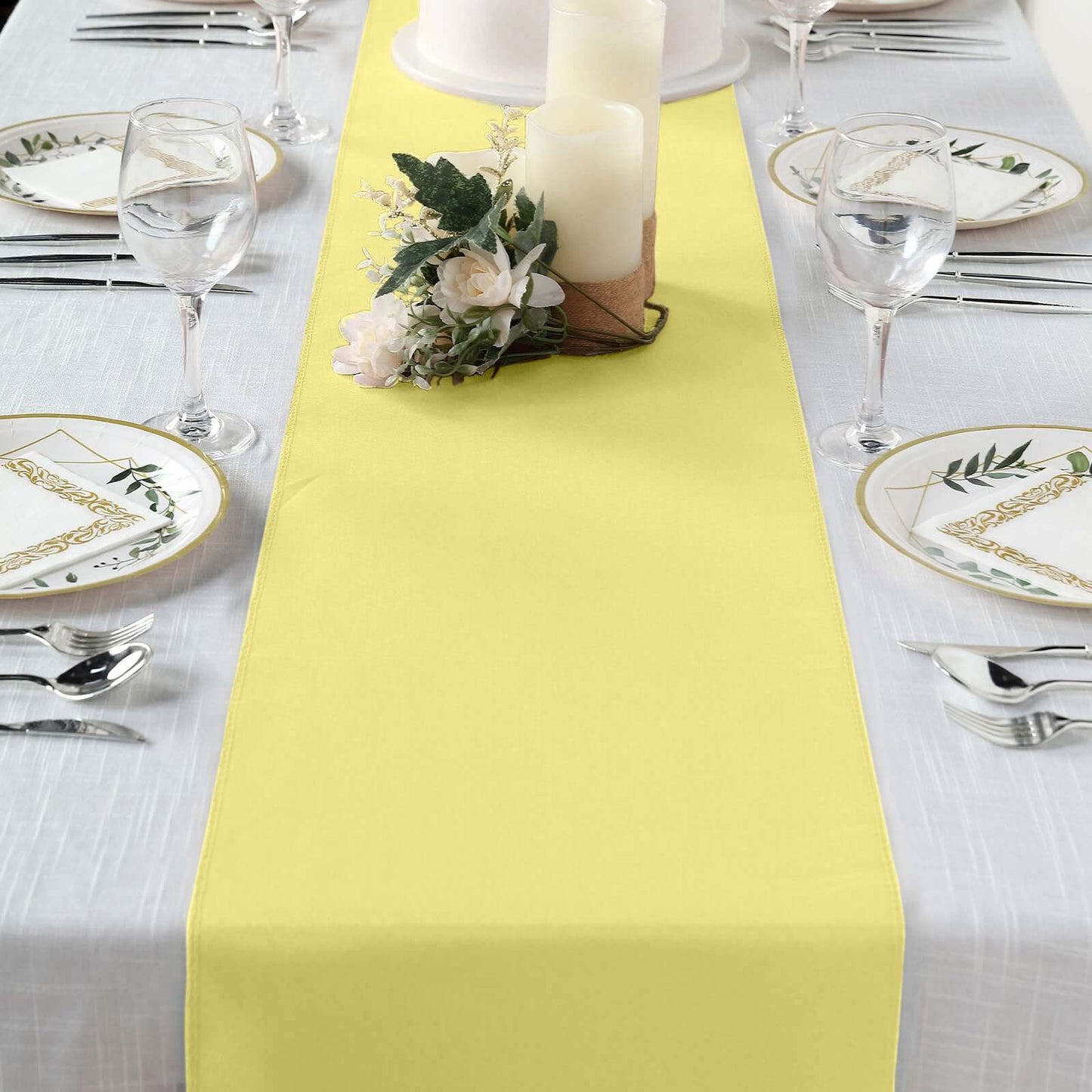 Polyester 12"x108" Table Runner Yellow - Durable & Wrinkle-Resistant Table Decor